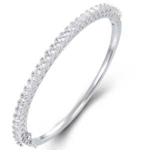 SA07531, Ladies' Moissanite Bangle, S925, Rhodium Plated, White, 14.05g