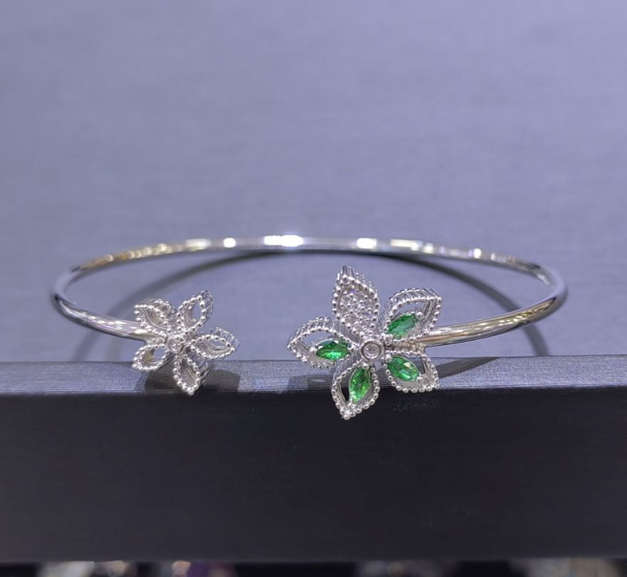 SA07654, Ladies' Moissanite Bangle, S925, Rhodium Plated, White, 5.77g