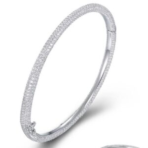 SA07076, Ladies' Moissanite Bangle, S925, Rhodium Plated, White, 15.638g