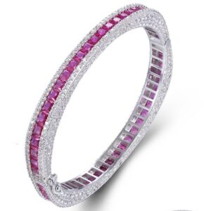 SA07077, Ladies' Moissanite Bangle, S925, Rhodium Plated, White, 31.427g