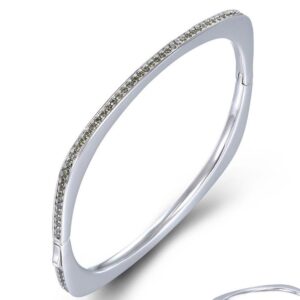 SA07078, Ladies' Moissanite Bangle, S925, Rhodium Plated, White, 22.593g