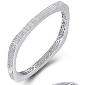 SA07079, Ladies' Moissanite Bangle, S925, Rhodium Plated, White, 26.677g