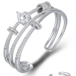 SA07081, Ladies' Moissanite Bangle, S925, Rhodium Plated, White, 38.005g