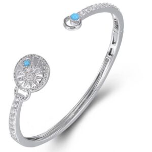 SA07082, Ladies' Moissanite Bangle, S925, Rhodium Plated, White, 11.91g