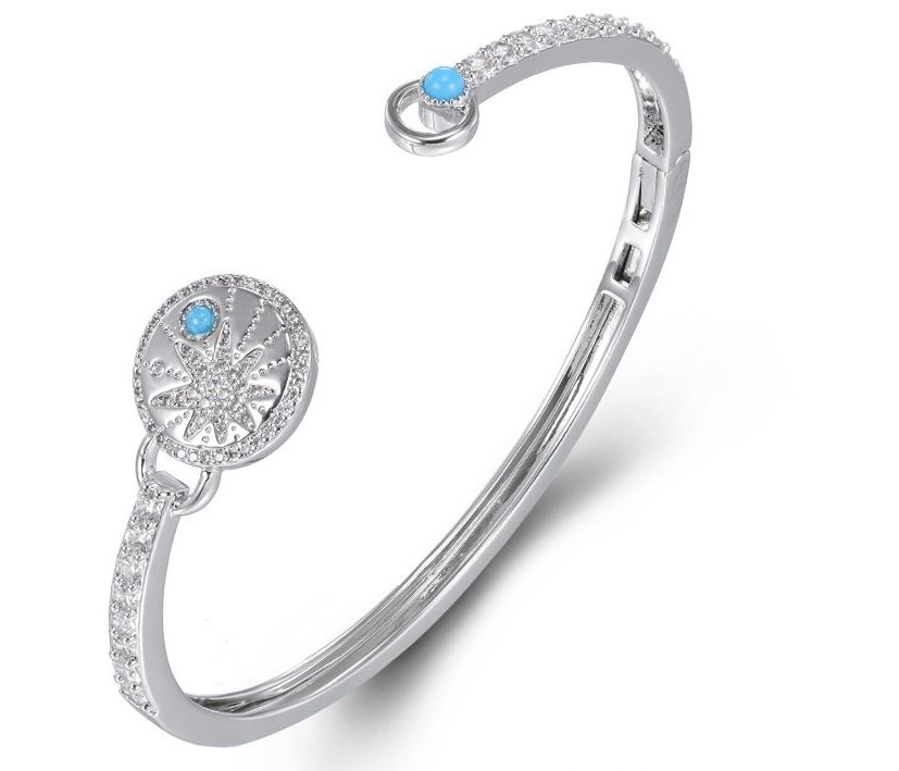 SA07082, Ladies' Moissanite Bangle, S925, Rhodium Plated, White, 11.91g
