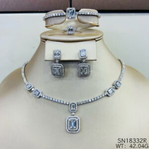 SN18332, Ladies' Moissanite Necklace, S925, Rhodium Plated, White, 42.04g