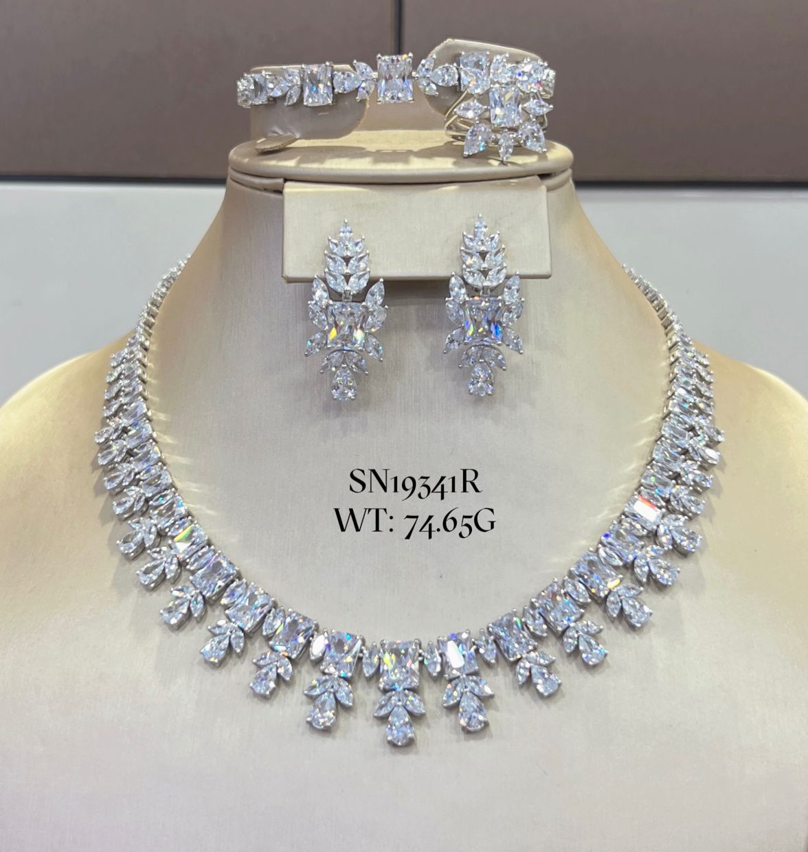 SN19341, Ladies' Moissanite Ring, S925, Rhodium Plated, White, 74.65g