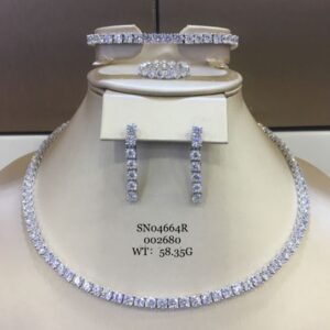 SN04664, Ladies' Moissanite Necklace, S925, Rhodium Plated, White, 56.5g