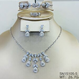 SN15105, Ladies' Moissanite Necklace, S925, Rhodium Plated, White, 26.7g