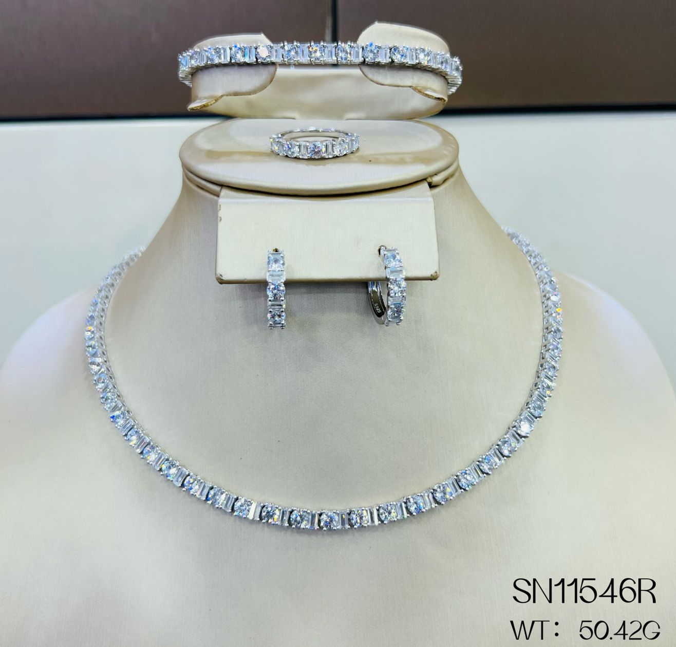 SN11546, Ladies' Moissanite Ring, S925, Rhodium Plated, White, 50.42g