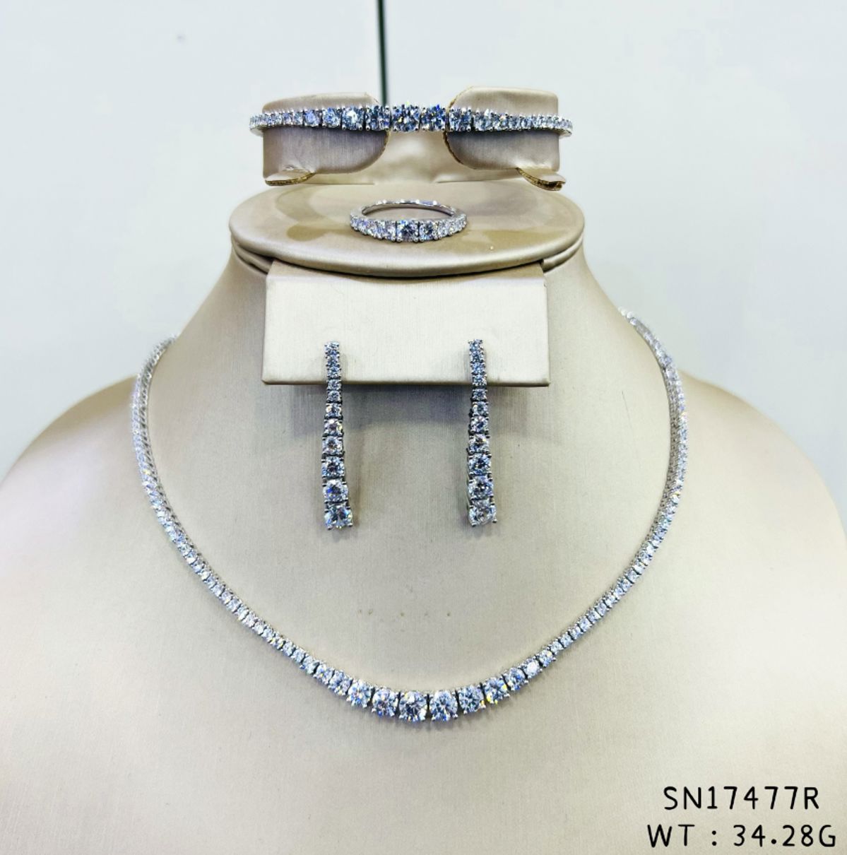 SN17477, Ladies' Moissanite Ring, S925, Rhodium Plated, White, 32.98g