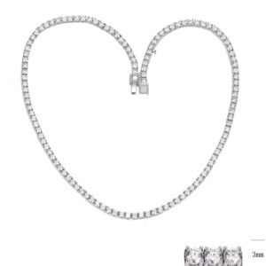 SN07728-单项链, Ladies' Moissanite Ring, S925, Rhodium Plated, White, 22.62g