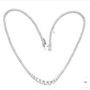 SN17477-单项链, Ladies' Moissanite Necklace, S925, Rhodium Plated, White, 15.67g