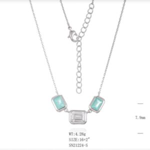 SN21224, Ladies' Moissanite Necklace, S925, Rhodium Plated, White, 4.01g