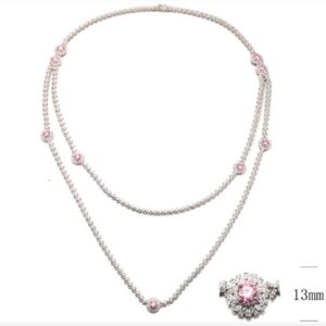 SN09655, Ladies' Moissanite Necklace, S925, Rhodium Plated, White, 119.6g