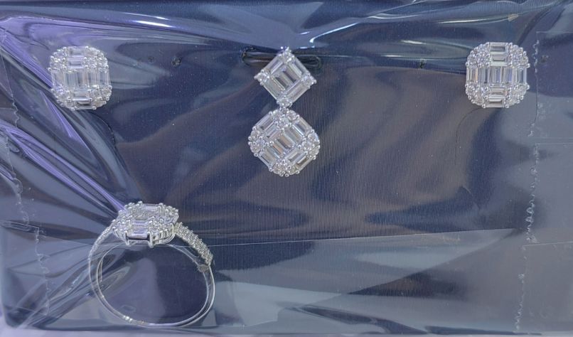 SZ14892, Ladies' Moissanite Ring, S925, Rhodium Plated, White, 8.56g