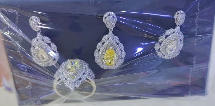 SZ21536, Ladies' Moissanite Ring, S925, Rhodium Plated, White, 13.59g