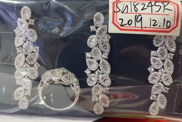 SZ18245, Ladies' Moissanite Ring, S925, Rhodium Plated, White, 18.56g