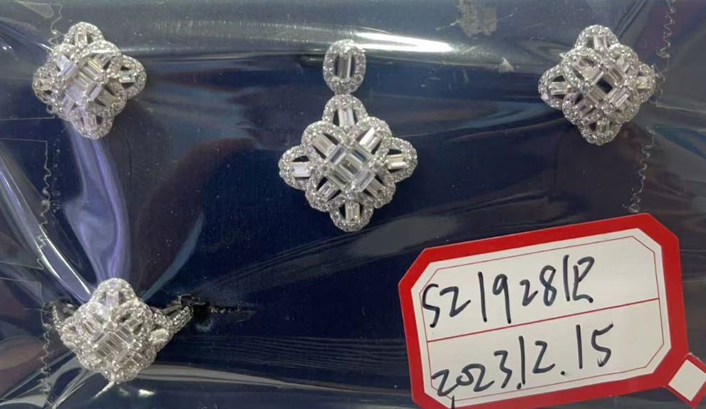 SZ19281, Ladies' Moissanite Ring, S925, Rhodium Plated, White, 9.42g