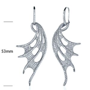 SE11721, Ladies' Moissanite Earring, S925, Rhodium Plated, White, 13.6g