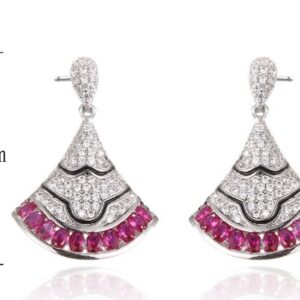 SE29570, Ladies' Moissanite Earring, S925, Rhodium Plated, White, 5.07g