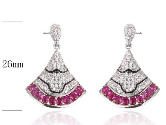 SE29570, Ladies' Moissanite Earring, S925, Rhodium Plated, White, 5.07g
