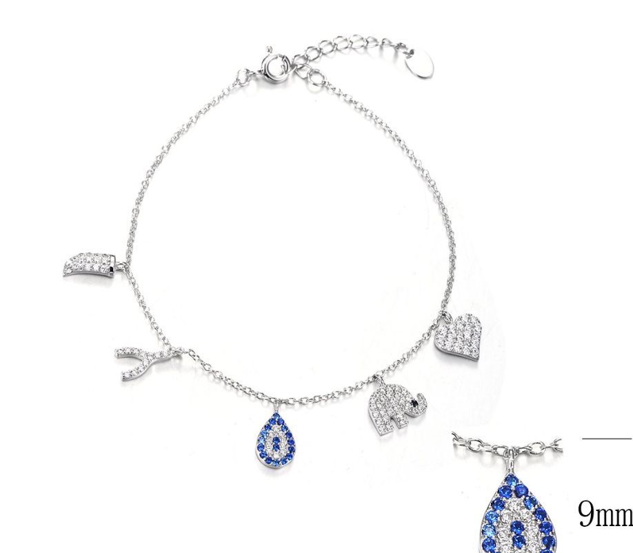 SB11075, Ladies' Moissanite Bracelet, S925, Rhodium Plated, White, 2.5g