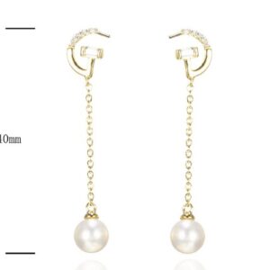 SE34296, Ladies' Moissanite Earring, S925, Rhodium Plated, White, 1.83g