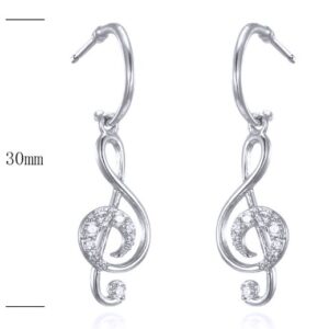 SE31439, Ladies' Moissanite Earring, S925, Rhodium Plated, White, 1.8g