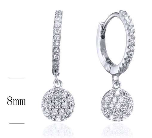 SE24395, Ladies' Moissanite Earring, S925, Rhodium Plated, White, 3.2g