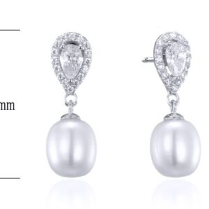 SE24470, Ladies' Moissanite Earring, S925, Rhodium Plated, White, 2.26g