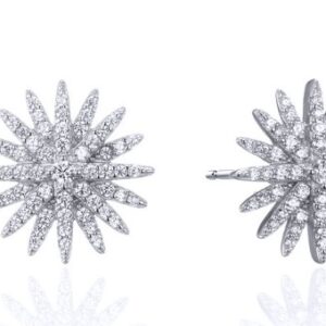 SE24428, Ladies' Moissanite Earring, S925, Rhodium Plated, White, 3.3g