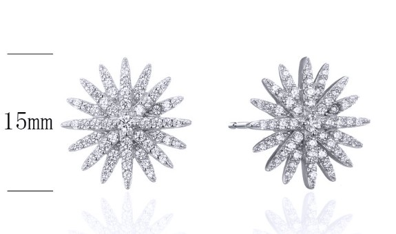 SE24428, Ladies' Moissanite Earring, S925, Rhodium Plated, White, 3.3g