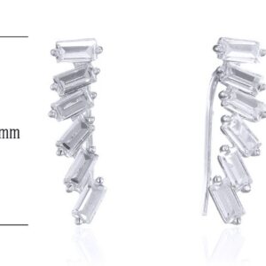 SE24417, Ladies' Moissanite Earring, S925, Rhodium Plated, White, 1.5g