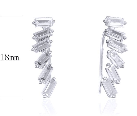 SE24417, Ladies' Moissanite Earring, S925, Rhodium Plated, White, 1.5g