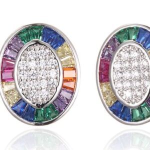 SE29537, Ladies' Moissanite Earring, S925, Rhodium Plated, White, 2.4g