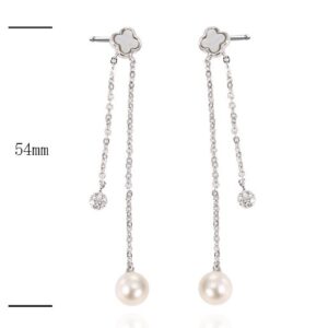 SE34444, Ladies' Moissanite Earring, S925, Rhodium Plated, White, 2.2g