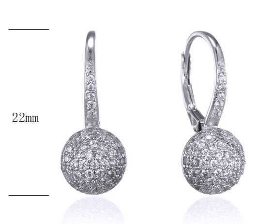 SE26072, Ladies' Moissanite Earring, S925, Rhodium Plated, White, 2.9g