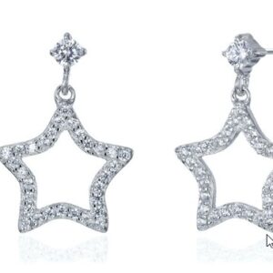 SE07585, Ladies' Moissanite Earring, S925, Rhodium Plated, White, 1.5g