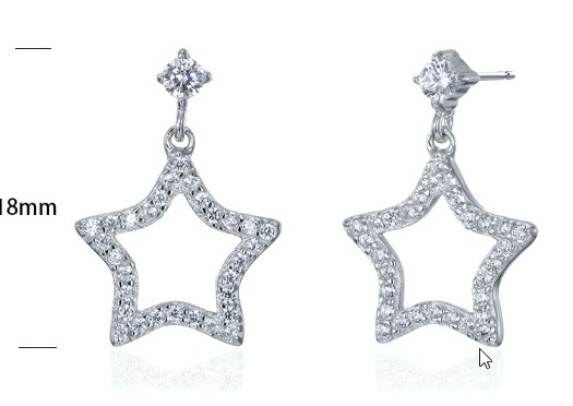 SE07585, Ladies' Moissanite Earring, S925, Rhodium Plated, White, 1.5g