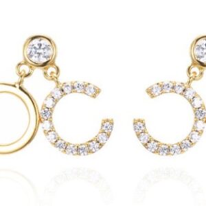 SE34059, Ladies' Moissanite Earring, S925, Rhodium Plated, White, 1.7g