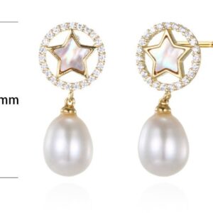 SE34070, Ladies' Moissanite Earring, S925, Rhodium Plated, White, 2.8g