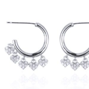 SE25720, Ladies' Moissanite Earring, S925, Rhodium Plated, White, 3g