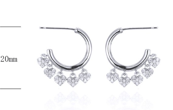 SE25720, Ladies' Moissanite Earring, S925, Rhodium Plated, White, 3g