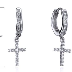 SE26059, Ladies' Moissanite Earring, S925, Rhodium Plated, White, 1.9g