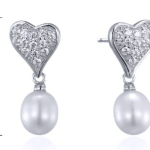 SE24472, Ladies' Moissanite Earring, S925, Rhodium Plated, White, 3.2g
