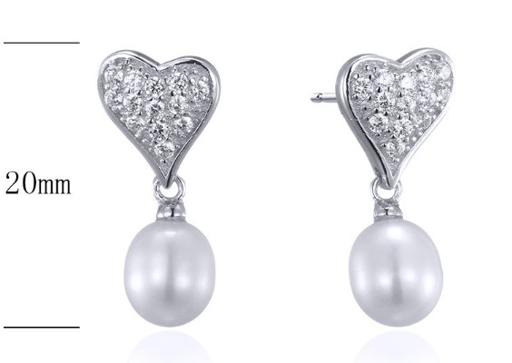 SE24472, Ladies' Moissanite Earring, S925, Rhodium Plated, White, 3.2g