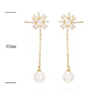 SE34270, Ladies' Moissanite Earring, S925, Rhodium Plated, White, 2.7g
