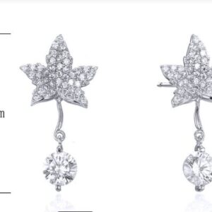 SE26011, Ladies' Moissanite Earring, S925, Rhodium Plated, White, 1.8g