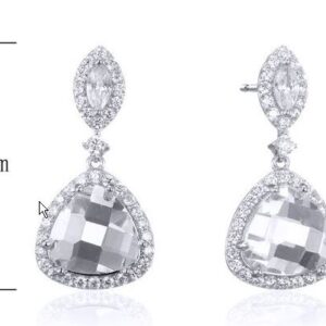 SE24457, Ladies' Moissanite Earring, S925, Rhodium Plated, White, 5.2g